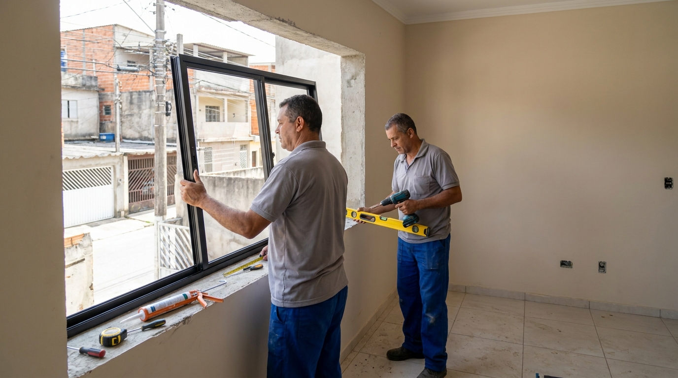 Esquadria de alumínio com vista para rua em Macaé-RJ