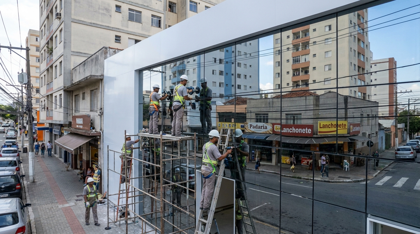 Fachada espelhada em esquina em Macaé-RJ